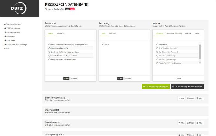 Frei verfügbare Ressourcen-Datenbank des DBFZ ist unter webapp.dbfz.de erreichbar