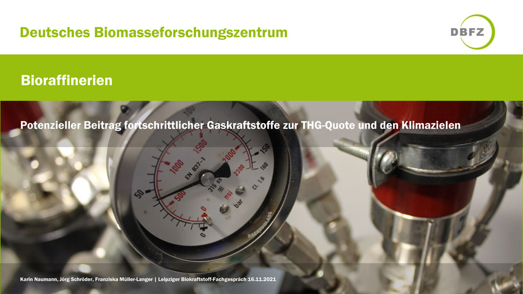 Vortrag Potenzieller Beitrag fortschrittlicher Gaskraftstoffe zur THG-Quote und den Klimazielen Karin Naumann DBFZ