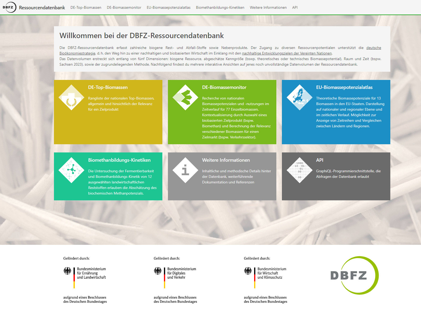 Ressourcendatenbank des DBFZ veröffentlicht